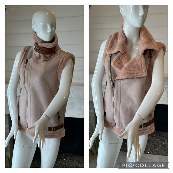 Cozy Pink Faux Suede Fleece Lined Vest Size Medium - Picture 1 of 13
